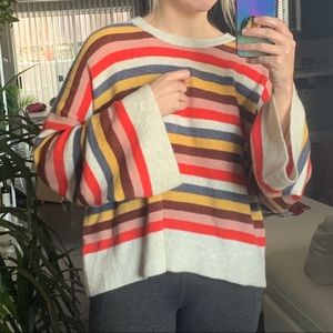 Madewell rainbow striped soft wool sweater